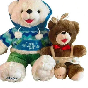 Lot Of 2. 2016 DanDee Christmas Snowflake Teddy Bear Plush Stuffed Animal Toy